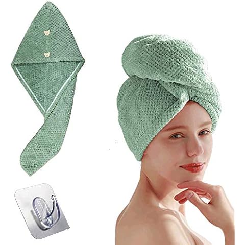 Derbway Toalla para Secar el Pelo con Microfibra Súper Absorbente Cover