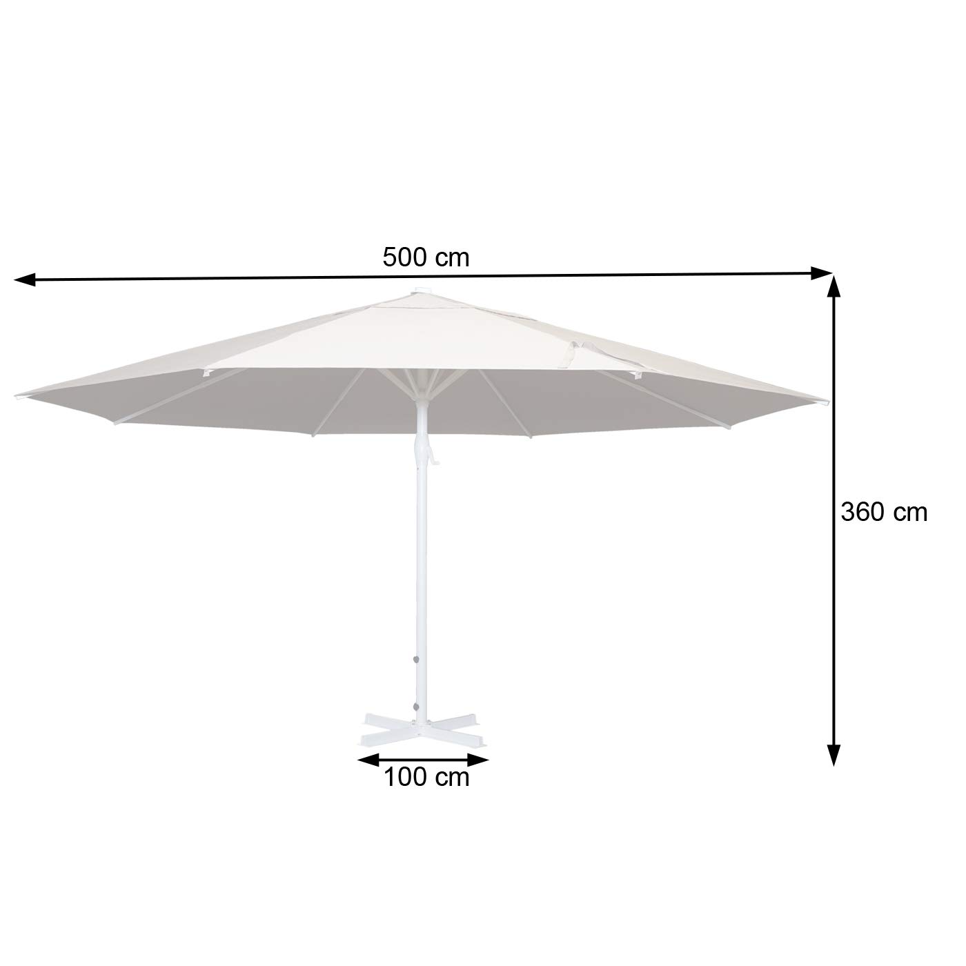 Mendler Parasol przeciwsłoneczny Meran II poliester/aluminium Ø 5 m ze stojakiem - kremowo-beżowy