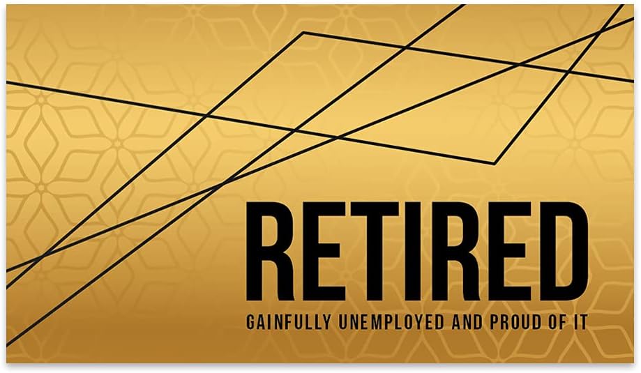 Andaz Press Funny Retirement Business Cards, Gainfully Unemployed Retired Business Cards for Men, Women, Boss Farewell Office Coworkers, Employees, Friend, Retirement Gag Ideas, 100-Pack, 2 x 3.5-Inch