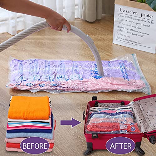 Image of 6 Pack Vacuum Storage Bags for Clothes, Clothes Vacuum Bags Save 80% Space, Work with Vacuum Cleaner, Travel Hand Pump Included (Combo (2L+2M+2S))