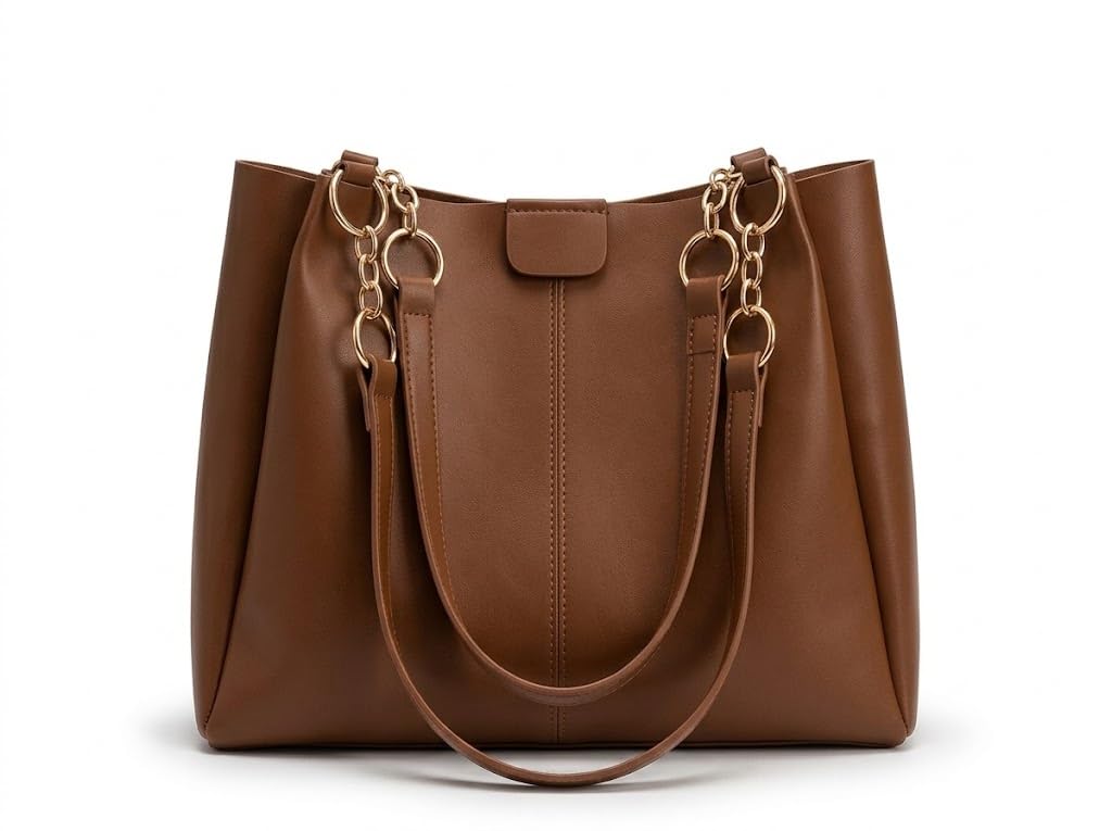 PAVILONN Handbag for Women Faux Leather Tote Bag Stylish Ladies Purse Shoulder Bag Designer Office Handbag Large Capacity Daily Use College Girls Side Bag Female Handbags India-image-6