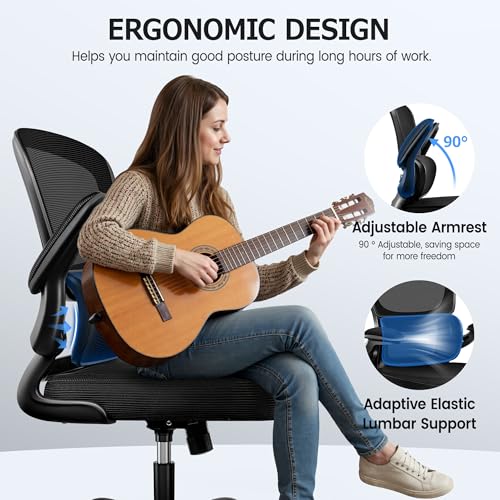 Image of ALLGOD Ergonomic Office Chair, Breathable Mesh Ergonomic Desk Chair with Lumbar Support, Flip-up Armrests, Computer Chairs Comfortable for Home, Office, Work, Standard, 6 Pack