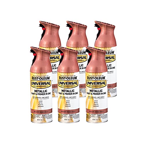 Image of Rust-Oleum 342919-6PK Universal All Surface Metallic Spray Paint, 11 oz, Desert Rose Gold, 6 Pack