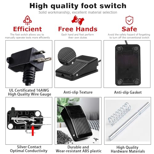 Karlkers FTSWITCH6FT15A Foot Switch, Foot Pedal Switch 6-Ft Cable thumb #2