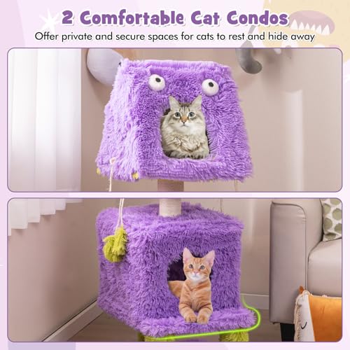 Árbol Rascador para Gatos de 44 pulgadas con 2 Condos miniatura 4