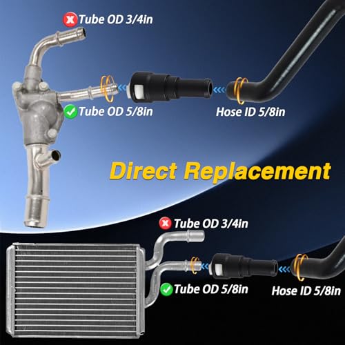 EVRBUL HVAC Heater Hose Connector 5/8in Heater Tube x 5/8in Coolant Hose Heater Core Coolant Hose Connector with Clamp Compatible with Chevy Cadillac GMC Pontiac Ford Lincoln Replace# 15119175 800-403 by EVRBUL - Used condition - Image 5