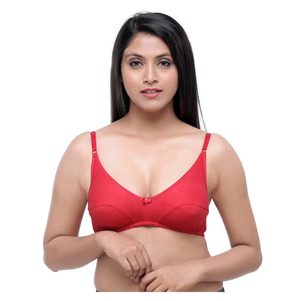 DAISY DEE Women Girls Non Padded Cotton Bra in Red Color-LULU - RED