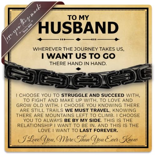 Love You This Much To My Husband Classic Steel Bracelet | Gift for Husband | Best Gift for...