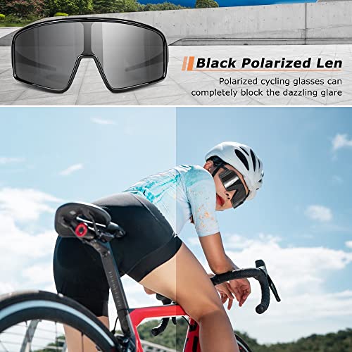 Zha Zha Polarized Cycling Glasses With 4 Lenses, Uv400 Sports Sunglasses, Outdoor Cycling Sunglasses For Men Women Baseball, Biking, Motorcycle, Driving, Fishing, Black #TOP4