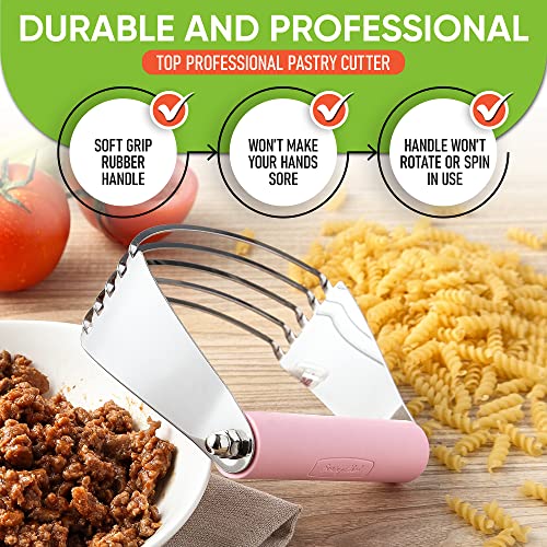 Image of Spring Chef Large Dough Blender For Baking - Pro Pastry Blender - Pink