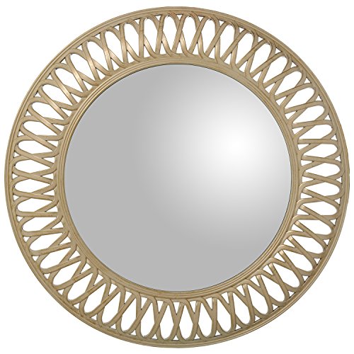 DONREGALOWEB - Espejo de Pared Redondo de Resina en Blanco Dorado 76x5cm, INT. 49cm