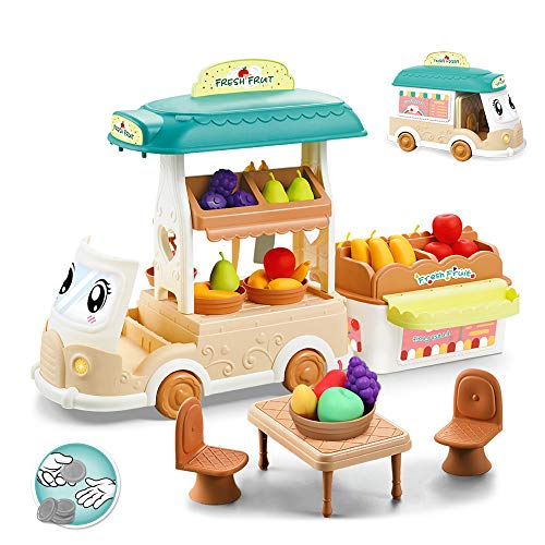 BeebeeRun Coche de Juguete de Frutas, 50 Piezas, Juego de Juguetes para Tienda de Frutas, Juguete para niños pequeños para niños, niñas y niños