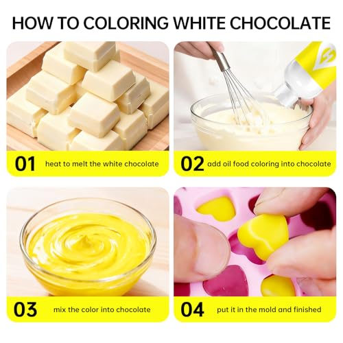 Image of Yellow Oil Based Food Coloring for Chocolate - Herbeklab 100ml Professional Concentrated Oil Food Dye for Candy Melts, Chocolate, Cake Pops, Strawberries & Baking