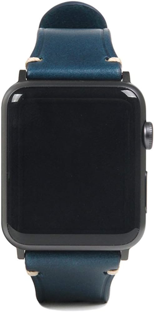 Design Apple Watch Band 40mm 38mm Genuine Leather Italian Buttero Leather Strap Blue (Apple Watch Band Italian Buttero Leather) Italian Vegetable Leather Replacement Belt for Series 5/4/3/2/1