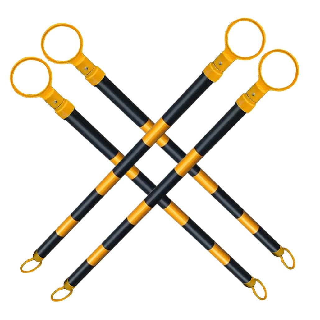 SGKOMN 10 Pcs Adjustable Traffic Cone Bar - 47-78 Inch Retractable Safety Barrier with Reflective Sheeting, Temporary Security Divider for Traffic Control & Warning, Yellow1 and Black1-4pcs