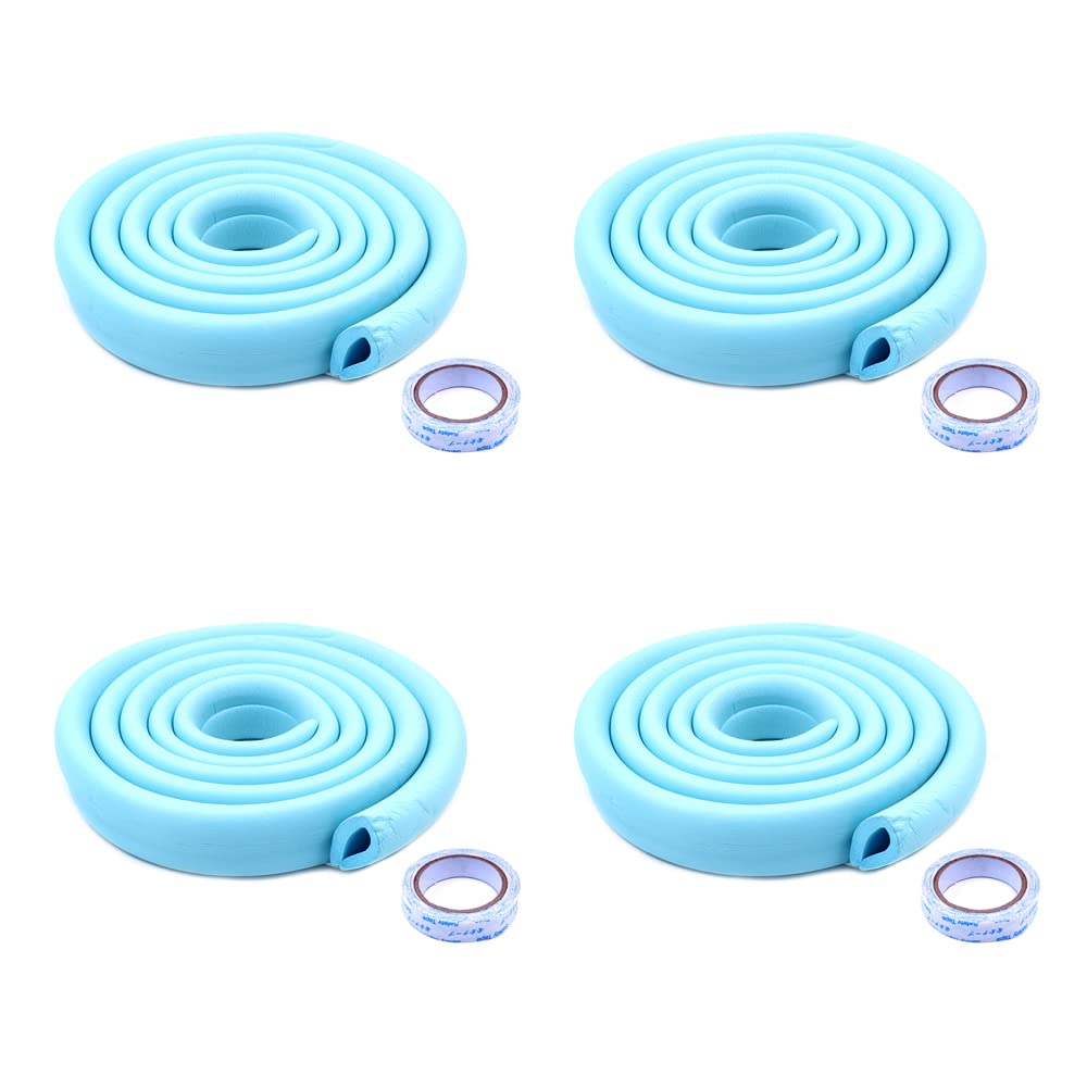 WANGCL 4 juegos de protectores para bebés, protectores de bordes y esquinas de 2 m, protector suave y grueso, no tóxico, protector de esquina para bebé, niños y niños, espuma protectora (azul claro)