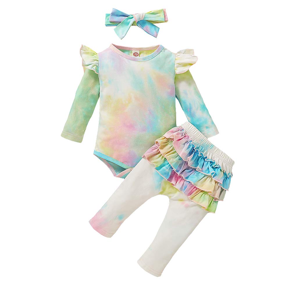 Jojobaby Baby Newborn Girl Clothes Outfits Onesies Long Sleeve Pants with Headband