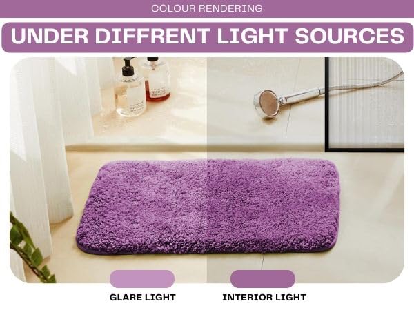 Image of SANMARINO Super Soft Shaggy Bathroom Rugs, Absorbent Thick Anti-Slip Microfiber Bath Rugs, Quick Dry Machine Washable Bath Mat for Bathroom Floor, Bathtub and Shower 17 inchx24 inch - Purple