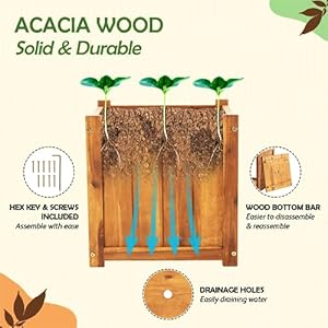 Idzo Set of 2 Hardwood Outdoor Flower Box, Durable Acacia Wood Flower Boxes for Outdoor Plants with Ergonomic Handles, Drainage Holes, Multiple Sizes Wood Bucket Planter for Home Décor Idzo Set of 2 Hardwood Outdoor Flower Box Durable Acacia Wood Flower Boxes for Outdoor Plants with Ergonomic Handles Drainage Holes Multiple Sizes Wood Bucket Planter for Home Decor