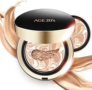 AGE 20's Signature Intense Foundation Makeup Full Coverage, Korean Cushion Foundation SPF 50+, 71% Essence Natural Dewy Finish, Refill Included, 21 Light Beige (0.49 oz x2 ea)