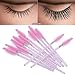 Tbestmax 200 Disposable Eyelash Brush Mascara Wands Spoolies for Eye Lashes Extension Eyebrow and Makeup Pink