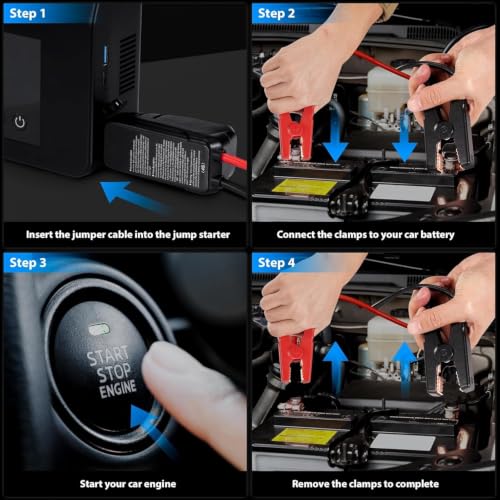 Image of Portable Car Battery Jump Starter with Air Compressor 4000A 150PSI Inflator