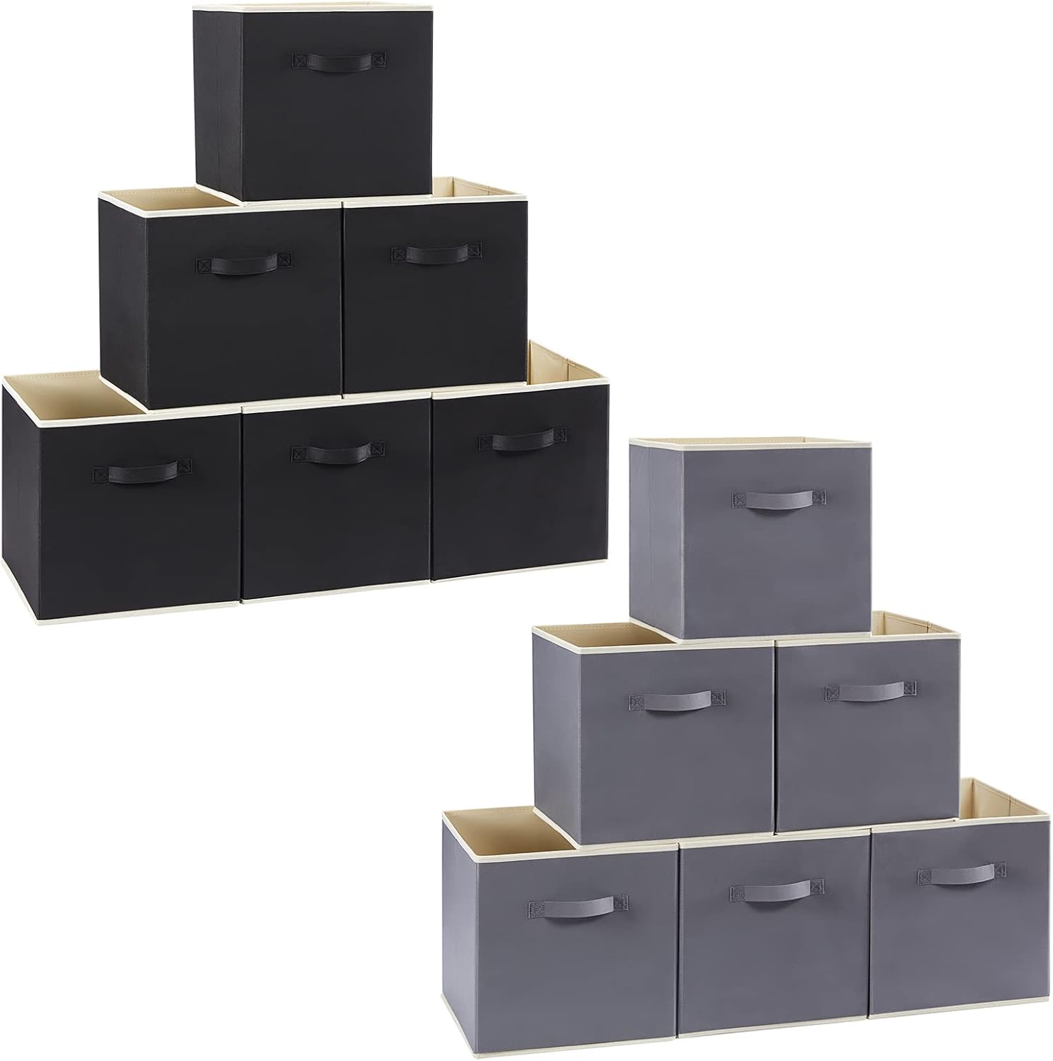 Lifewit 6 Pack Grey Storage Cubes, Bundle with 6 Pack Black Storage Cubes, Large