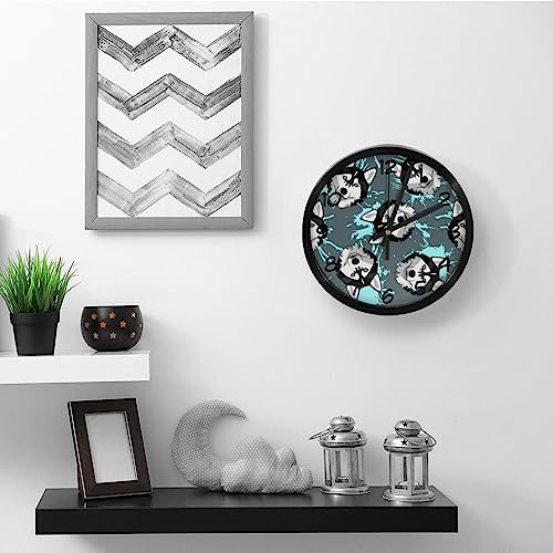 Horloge murale pour maison et cuisine style Husky peinture turquoise