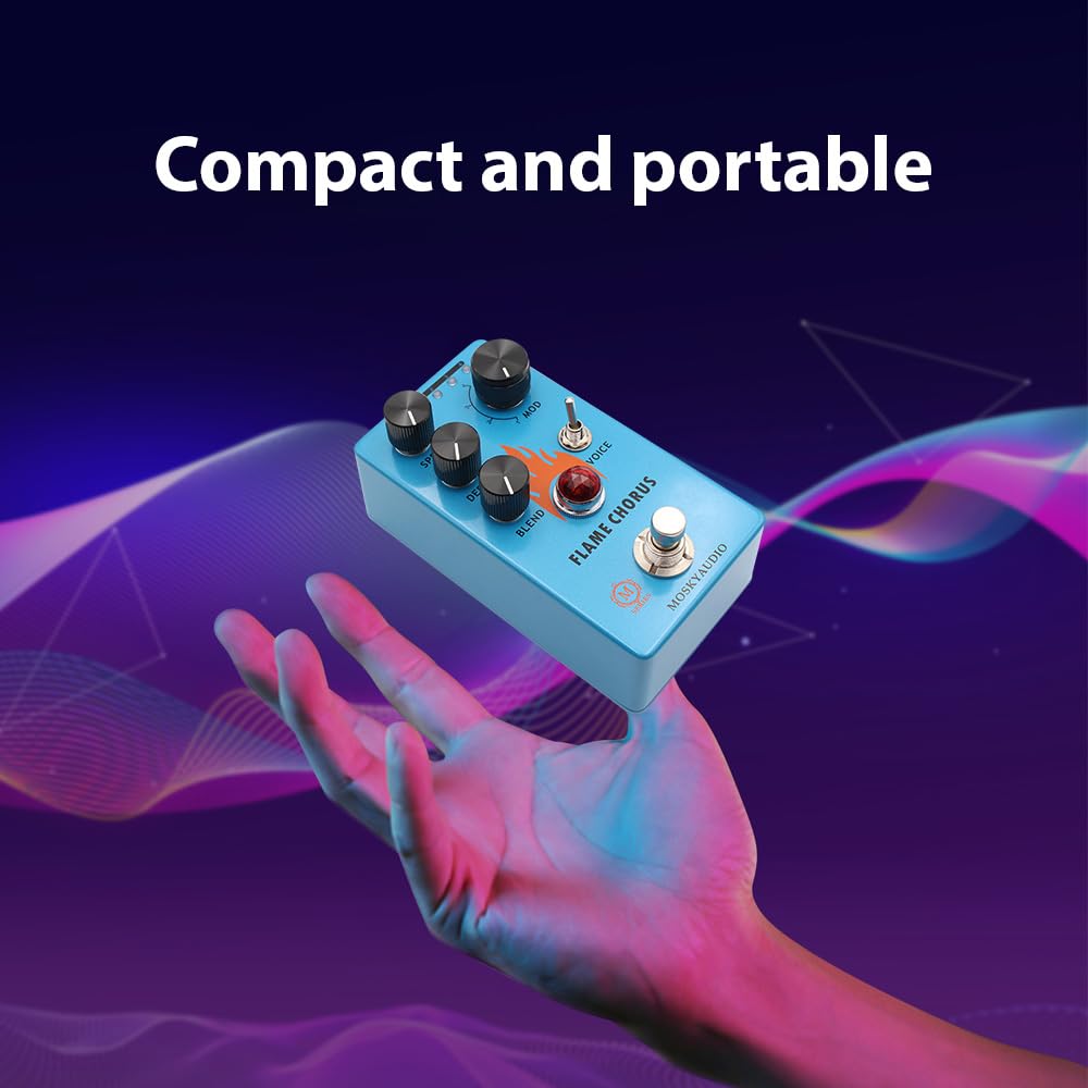 Btuty Pédale de chorus pour guitare électrique - Contrôle de vitesse/profondeur/mélange True Bypass - Coque en métal DC 9 V 6,35 mm - Interface d'entrée/de sortie - Mini effet chorus de guitare