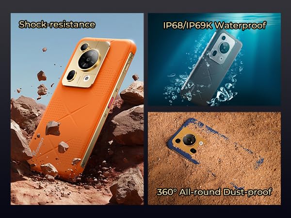 Image of FOSSIBOT F112 Pro 5G Rugged Smartphone, 24GB+256GB /2TB Android 14 Unlocked Phone, 7150mAh Battery Cell Phone, 6.88'' Display, Dual SIM 5G Phone, IP68 / IP69K,NFC,2026 Orange