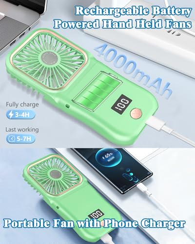 Mini Fan Handheld Foldable Fan,USB Personal Fans Portable Rechargeable Battery Fan 3 Speeds,Small Handheld Fan Cute Face Cooling Fan Quiet Fan Cordless Fan Portable Fan for Travel Camping Park