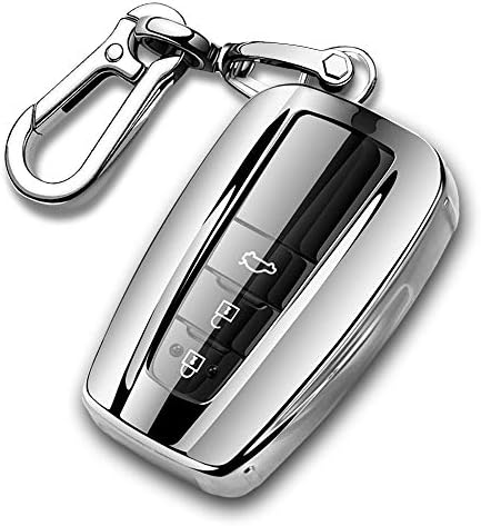 QBUC for Toyota Key Fob Cover with Keychain Soft TPU Key Fob Case All-Around Protection Key Case Compatible with 2018-2021 Toyota Camry RAV4 Avalon C-HR Prius Corolla Highlander GT86 Smart Key