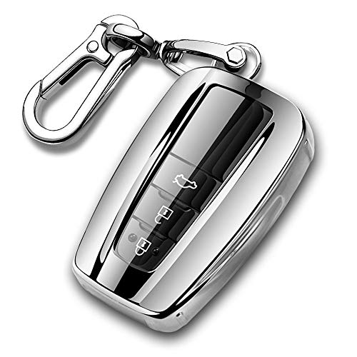 Qbuc For Toyota Key Fob Cover With Keychain Soft Tpu Key Fob Case All-Around Protection Key Case Compatible With 2018-2021 Toyota Camry Rav4 Avalon C-Hr Prius Corolla Highlander Gt86 Smart Key #TOP8