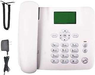 Wireless GSM Desktop Phone,Wireless Fixed Phone Desktop Telephone,Radio Function,external Antenna,7-level Brightness Adjustment,Screen Green Backlight,Quadband GSM Classic Desk TelePhone, White