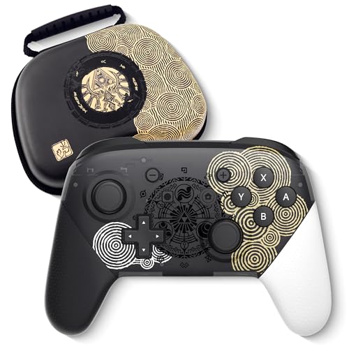 YKASEK Wireless Switch Pro Controller with Carrying Storage Case, Gamepad Remote for Switch Controller Support NFC/Dual Vibration/Screenshot/Wake-up Function, Black/White