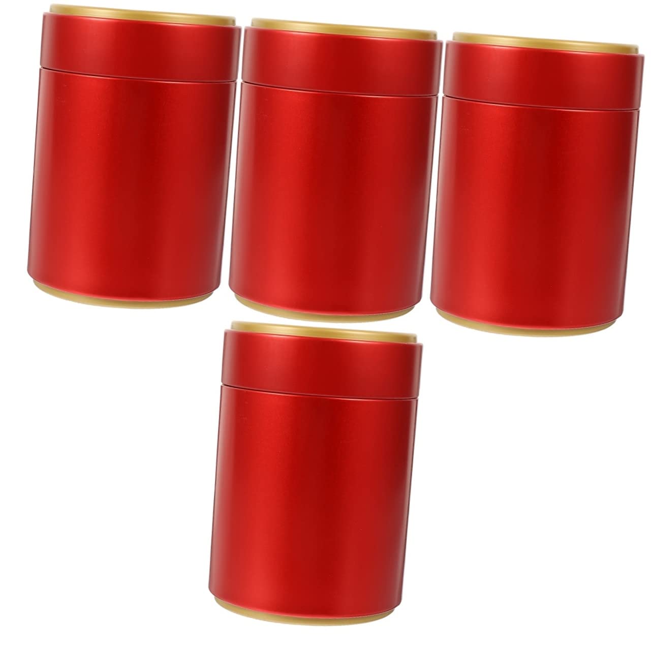OUNONA 4 Pcs Tin Tea Caddy Cookie Container with Lid, Can, Tin, Tea Leaf Container, Storage Container, Tank, Red, Square : Home & Kitchen