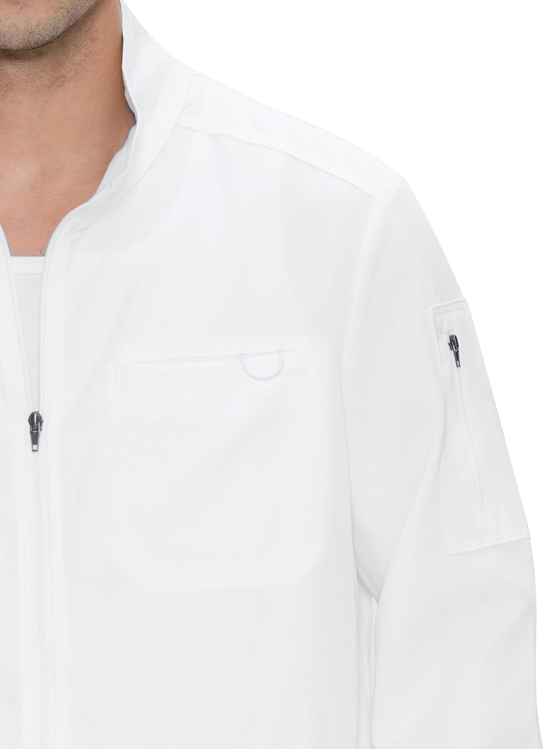 Scrub Jacket Men, Zip Front Men's Medical Scrub Jacket with 5 Pockets, Soft Stretch Fabric