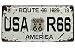 RT Route 66 California Vintage Auto License Plate, Embossed Tag Size 6" X 12"
