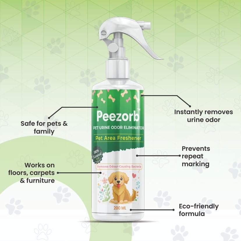 Image of Peezorb Pet Urine Odour Eliminator Spray, 100% Natural, Non-Toxic, Pet Area Freshener, 200 ml
