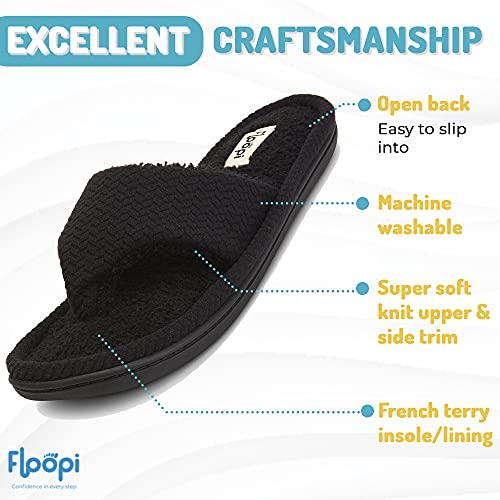 Floopi Memory Foam Soft Knit Thong Slipper for Women with French Terry Insole/Lining with Rubber Outsole2