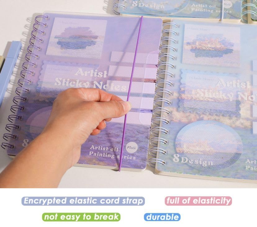 Image of Aesthetic Spiral Notebook Set, A5 Size Journal Diary with Sticky Notes, 100 Sheets, Ruled Notebooks for Boys & Girls, Cute Kawaii Stationery (Multicolor) (Pack-1) (c)