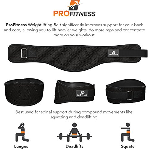 Profitness Neoprene Weight Lifting Belt 6" Back Support, Perfect For Cross Training, Olympic Lifting, For Men And Women (Black, Medium) #TOP1