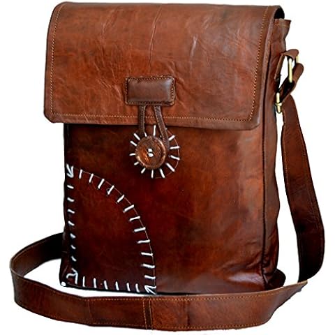 Jaald 13" Leather satchel Genuine Leather Messenger Bag crossbody shoulder bag tote courier bag Cover