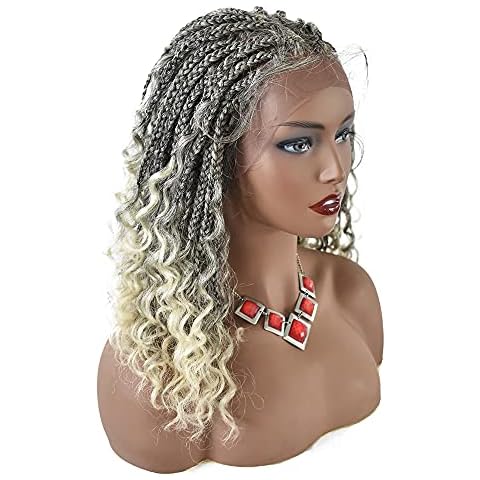 RESHE Braided Wigs For Black Women HD Lace Front Braided Wigs Knotless Box Braid Wigs Premium Kanekalon Synthetic Braid Wig With Baby Hair Handmade Micro Cornrow Braided Wig (#1B/613) Cover