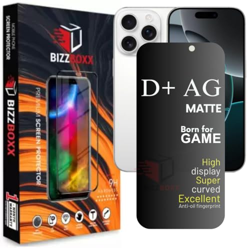 Image of Compatible With iPhone 16 Pro Max D+ AG Matte Tempered Glass Screen Guard Protector Anti-Fingerprint Gaming Special With Camera Cut - Pack of 1