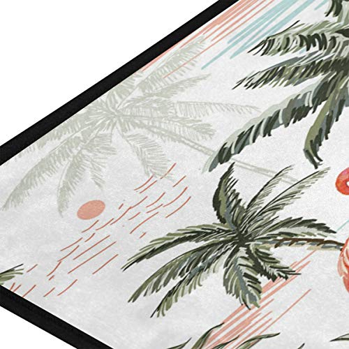 Moyyo Kitchen Mat Summer Beach Palm Trees Pink Flamingo Kitchen Rug Mat Anti-Fatigue Comfort Floor Mat Non Slip Oil Stain Resistant Easy To Clean Kitchen Rug Bath Rug Carpet For Indoor Outdoor #TOP2