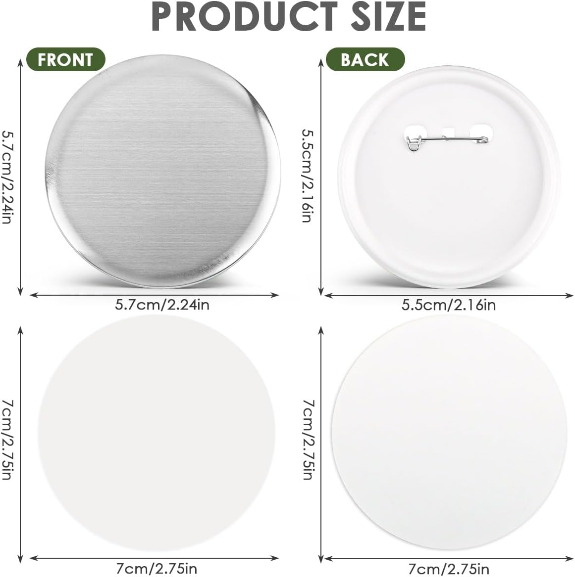 OTYMIOW 100 Sets 2.28Inch Button Maker Supplies for Button Maker Machine image 2