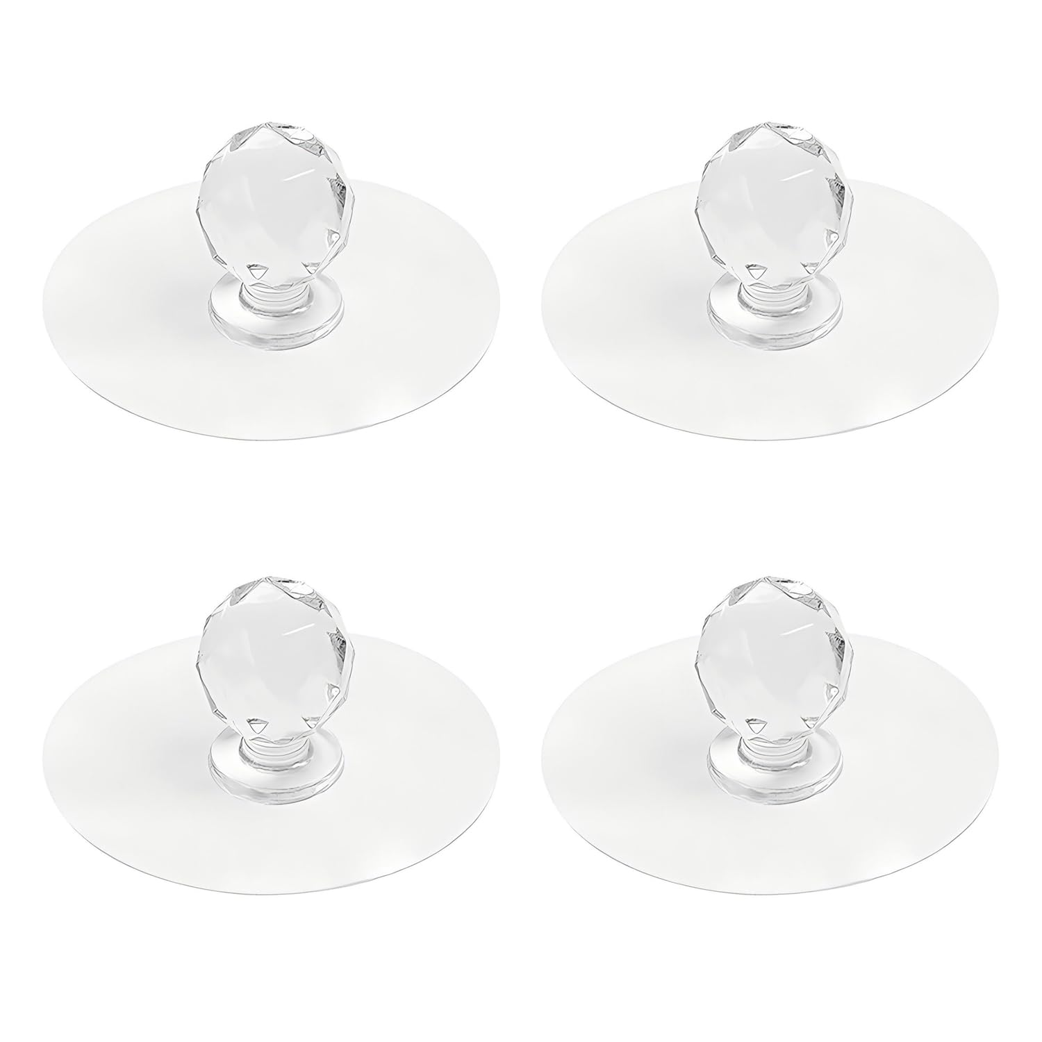 Ctyjia 4 Pcs Cabinet Drawer Stick on Handles, Self Adhesive No Drill Round Drawer Knobs for Window Wardrobe Cupboard Drawer Closet