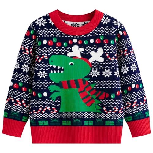 Kids Ugly Christmas Sweater Girls Boys Funny Holiday Pullover Knitwear for Aged 2-8