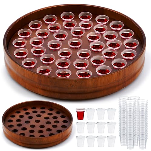 Rubber Wood Tray With 100 Cups